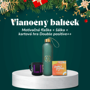 Vianočný balíček: Motivačná fľaška + šálka Create Your Life + kartová hra Double positive++